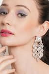 Buy_Ruby Raang_Silver Plated Kundan Clear Stone Studded Tasselled Chandbalis _at_Aza_Fashions