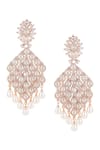 Ruby Raang_Rose Gold Diamonds, Pearls Carved Chandelier Earrings _Online_at_Aza_Fashions