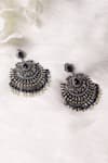 Shop_Ruby Raang_Blue Diamonds, Beads Carved Dangler Earrings _at_Aza_Fashions