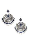 Ruby Raang_Blue Diamonds, Beads Carved Dangler Earrings _Online_at_Aza_Fashions