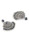 Buy_Ruby Raang_Blue Diamonds, Beads Carved Dangler Earrings _Online_at_Aza_Fashions