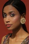 Buy_Ruby Raang_Gold Plated Pearls, Stones Clear Kundan Studded Floral Studs _at_Aza_Fashions