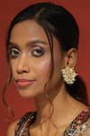 Buy_Ruby Raang_Gold Plated Pearls, Stones, Gota Patti Clear Kundan Studded Peacock Earrings _at_Aza_Fashions
