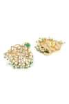 Buy_Ruby Raang_Gold Plated Pearls, Stones, Gota Patti Clear Kundan Studded Peacock Earrings _Online_at_Aza_Fashions