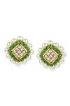 Ruby Raang_Gold Plated Kundan Studded Square Earrings _Online_at_Aza_Fashions