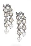 Ruby Raang_Silver Plated Kundan Stone Studded Geometric Earrings _Online_at_Aza_Fashions