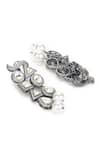 Buy_Ruby Raang_Silver Plated Kundan Stone Studded Geometric Earrings _Online_at_Aza_Fashions
