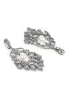 Buy_Ruby Raang_Gray Kundan Floral Swirl Stone Studded Earrings _Online_at_Aza_Fashions