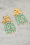 Shop_Ruby Raang_Sky Blue Beads Elephant Tassel Earrings _at_Aza_Fashions