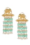 Ruby Raang_Sky Blue Beads Elephant Tassel Earrings _Online_at_Aza_Fashions