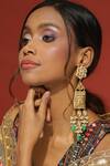 Buy_Ruby Raang_Gold Plated Kundan Studded Bead Tassel Earrings _at_Aza_Fashions