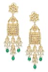 Ruby Raang_Gold Plated Kundan Studded Bead Tassel Earrings _Online_at_Aza_Fashions