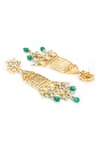 Buy_Ruby Raang_Gold Plated Kundan Studded Bead Tassel Earrings _Online_at_Aza_Fashions