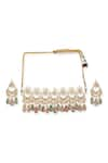 Ruby Raang_Gold Plated Kundan Studded Half-moon Choker Set _Online_at_Aza_Fashions