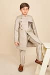 Buy_All Boy Couture_Grey Achkan Matka Double Layered With Pyjama _at_Aza_Fashions