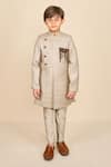 Shop_All Boy Couture_Grey Achkan Matka Double Layered With Pyjama _at_Aza_Fashions