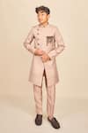 Buy_All Boy Couture_Beige Achkan Matka Double Layer With Pyjama _at_Aza_Fashions