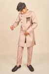 Shop_All Boy Couture_Beige Achkan Matka Double Layer With Pyjama _at_Aza_Fashions