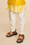 All Boy Couture_Yellow Jodhpuri Cotton Matka Embroidery Handloom Chanderi Kurta And Jacket Set _Online_at_Aza_Fashions