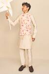 Buy_All Boy Couture_Ivory Jacket Linen Print Floral High Low And Kurta Set _at_Aza_Fashions