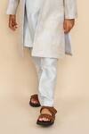 All Boy Couture_Blue Achkan Chanderi Embroidery Zari Open And Kurta Set _Online_at_Aza_Fashions