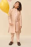 Shop_All Boy Couture_Pink Achkan Chanderi Embroidery Zari And Kurta Set _at_Aza_Fashions