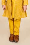 All Boy Couture_Yellow Achkan Chanderi Embroidery Zari Open And Kurta Set _Online_at_Aza_Fashions