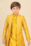 Buy_All Boy Couture_Yellow Achkan Chanderi Embroidery Zari Open And Kurta Set _Online_at_Aza_Fashions