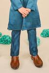 Shop_All Boy Couture_Blue Achkan Silk Satin Embroidered Thread Ombre With Pyjama _Online_at_Aza_Fashions