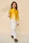 Buy_All Boy Couture_Yellow Jodhpuri Silk Satin Kurta Set With Ombre _Online_at_Aza_Fashions