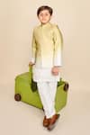 Buy_All Boy Couture_Green Jodhpuri Silk Satin Solid Kurta Set With Ombre _at_Aza_Fashions