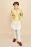 Shop_All Boy Couture_Green Jodhpuri Silk Satin Solid Kurta Set With Ombre _at_Aza_Fashions