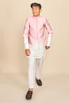 Buy_All Boy Couture_Pink Jodhpuri Silk Satin Soft Rose Kurta Set With Ombre _at_Aza_Fashions