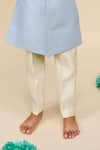 All Boy Couture_Sky Blue Achkan Cotton Matka Embroidered Thread Button With Pyjama _Online_at_Aza_Fashions