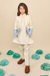 Shop_All Boy Couture_Ivory Bandhgala Cotton Matka Solid Kurta Ombre Set _at_Aza_Fashions