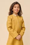 All Boy Couture_Yellow Achkan Double Matka Embroidered Thread With Pyjama _Online_at_Aza_Fashions