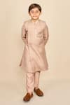 Buy_All Boy Couture_Beige Achkan Double Matka Embroidered Thread Sequins With Pyjama _at_Aza_Fashions