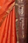 DUSALA_Orange Kosa Silk Dancer Lily Motif Handwoven Saree With Running Blouse Piece _Online_at_Aza_Fashions