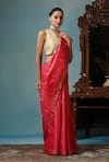 Shop_DUSALA_Peach Kosa Silk Fish Orchid Motif Handwoven Saree With Running Blouse Piece _Online_at_Aza_Fashions