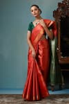 Buy_DUSALA_Orange Kosa Silk Jasmine Motif Handwoven Saree With Running Blouse Piece _at_Aza_Fashions