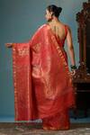 Shop_DUSALA_Red Kosa Silk Floral Motif Handwoven Saree With Running Blouse Piece _at_Aza_Fashions