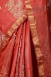 DUSALA_Red Kosa Silk Floral Motif Handwoven Saree With Running Blouse Piece _Online_at_Aza_Fashions