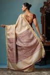 Shop_DUSALA_Beige Kosa Silk Chhattisgarhi Magnolia Handwoven Saree With Running Blouse Piece _at_Aza_Fashions