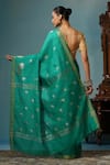 Shop_DUSALA_Green Kosa Silk Bail Gaadi Poppy Handwoven Saree With Running Blouse Piece _at_Aza_Fashions