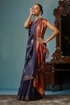 DUSALA_Blue Kosa Silk Bird Azalea Motif Handwoven Saree With Running Blouse Piece _Online_at_Aza_Fashions