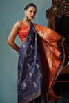 Buy_DUSALA_Blue Kosa Silk Bird Azalea Motif Handwoven Saree With Running Blouse Piece _Online_at_Aza_Fashions