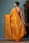 Shop_DUSALA_Yellow Kosa Silk Hyacinth Motif Handwoven Saree With Running Blouse Piece _at_Aza_Fashions