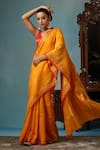 DUSALA_Yellow Kosa Silk Hyacinth Motif Handwoven Saree With Running Blouse Piece _Online_at_Aza_Fashions