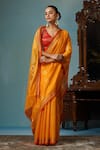 Buy_DUSALA_Yellow Kosa Silk Hyacinth Motif Handwoven Saree With Running Blouse Piece _Online_at_Aza_Fashions