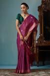 Buy_DUSALA_Purple Kosa Silk Chhattisgarhi Zinnia Handwoven Saree With Running Blouse Piece _at_Aza_Fashions